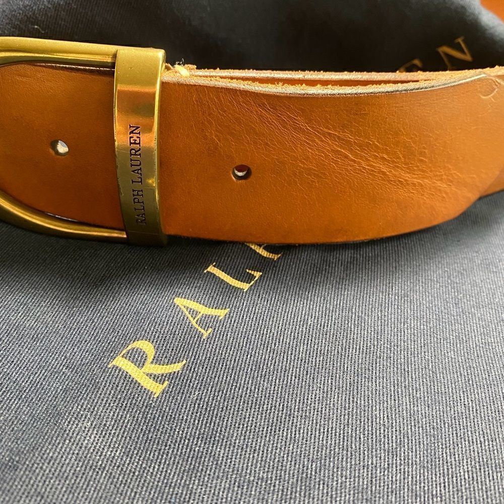 Ralph Lauren Brown Vachetta & Gold Tone Equestrian Stirrup Belt - Picture 13 of 16